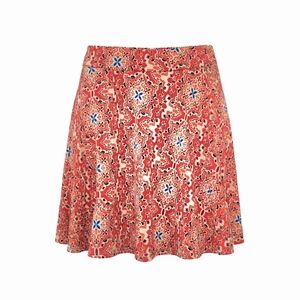 Renee C.Orange & Blue Medallion Print A-Line Mini Skirt - Size L Petite